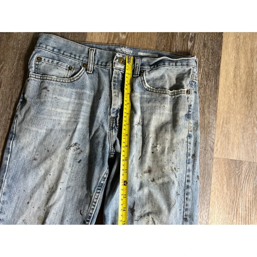 Urban Pipeline Regular Fit Jeans Mens 31x30 Blue Good Paint Splatter Distressed